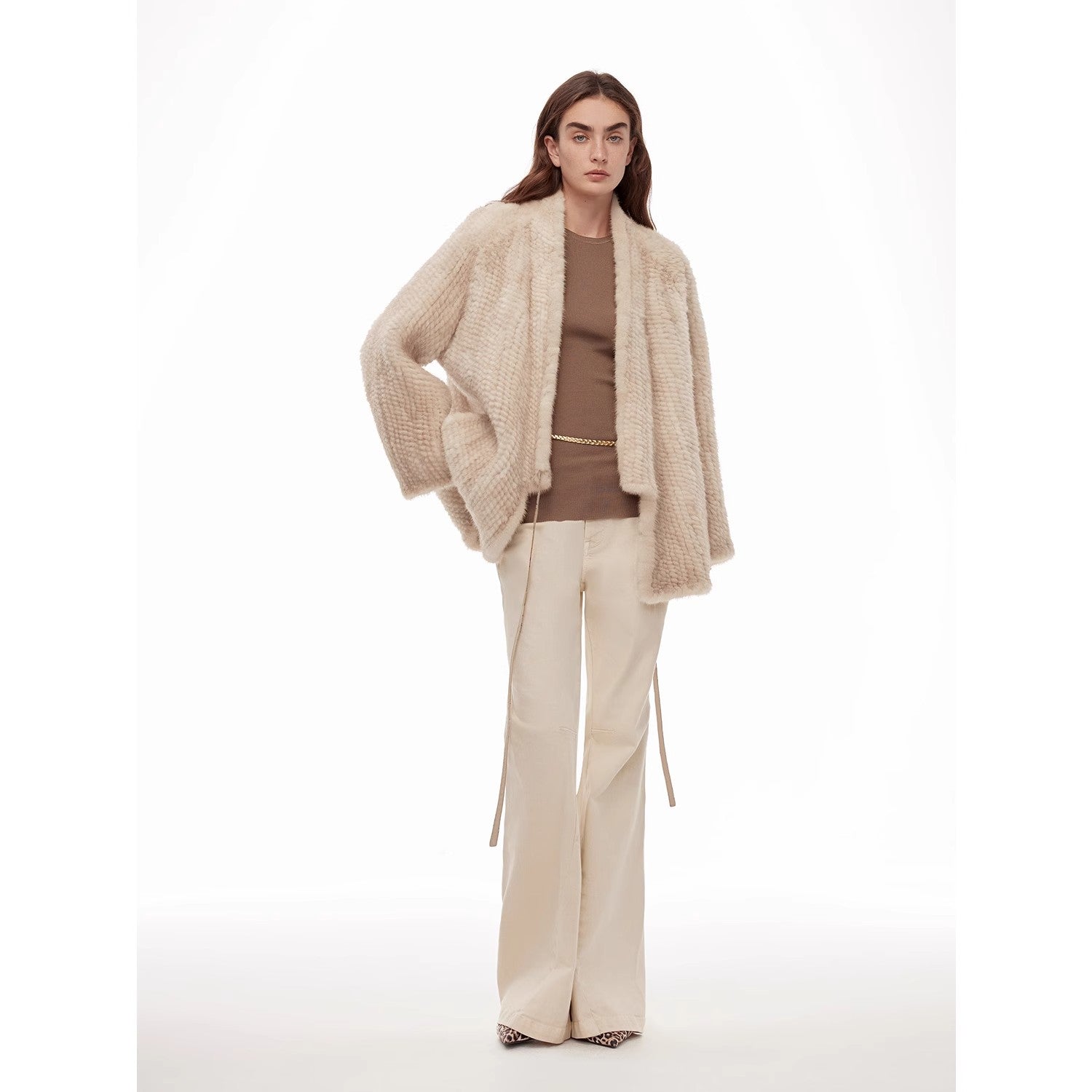 "Texture Mink" Lightweight and Warm, Handcrafted Double-sided Knitted Loose Mink Fur Coat for Women-0