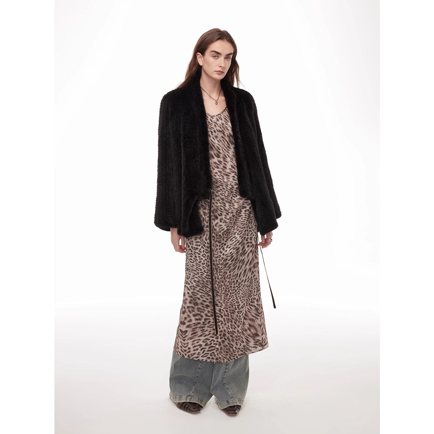"Texture Mink" Lightweight and Warm, Handcrafted Double-sided Knitted Loose Mink Fur Coat for Women-1