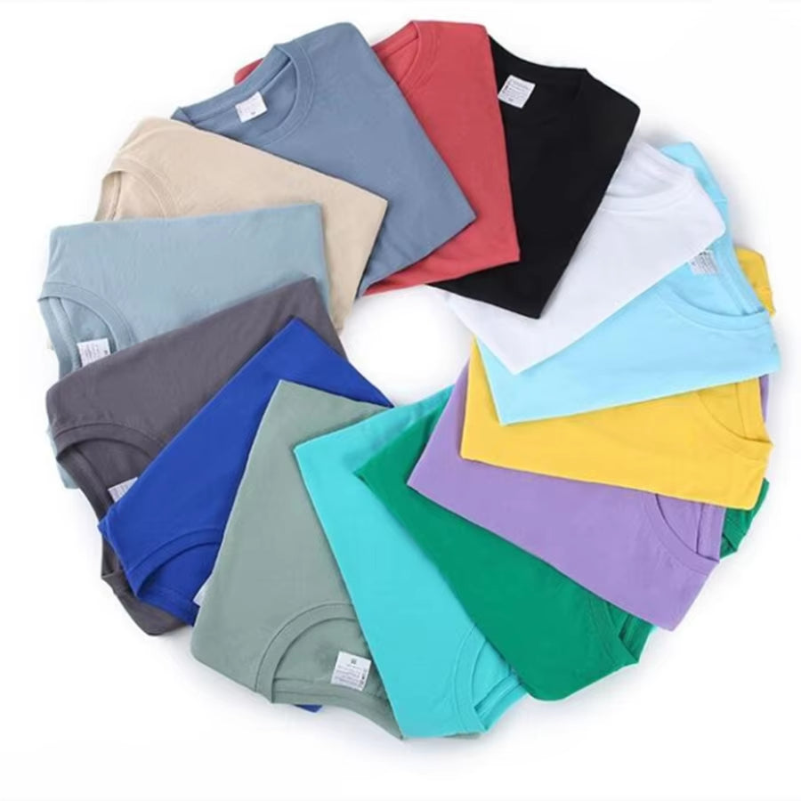 100% Cotton T-Shirt Men Women Solid Color O Neck Short-Sleeved Tops Summer Korean Loose Half-Sleeve T Shirt Unisex M-4XL