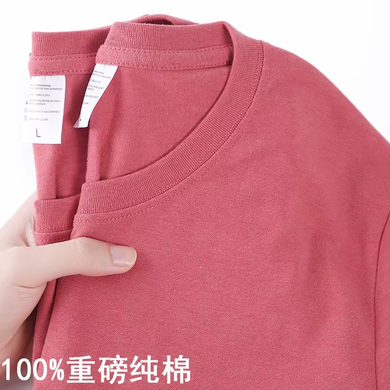 100% Cotton T-Shirt Men Women Solid Color O Neck Short-Sleeved Tops Summer Korean Loose Half-Sleeve T Shirt Unisex M-4XL