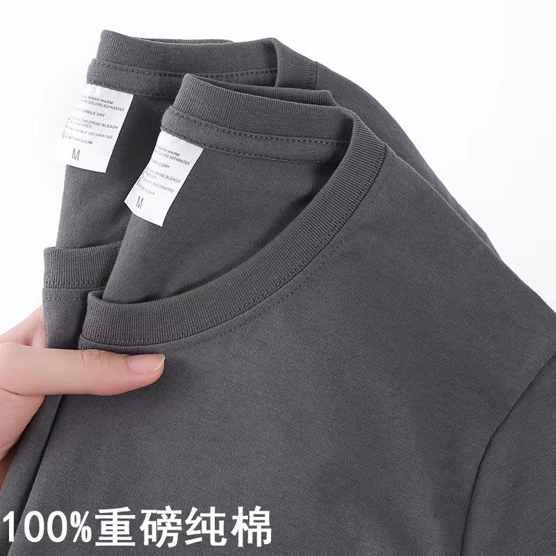 100% Cotton T-Shirt Men Women Solid Color O Neck Short-Sleeved Tops Summer Korean Loose Half-Sleeve T Shirt Unisex M-4XL