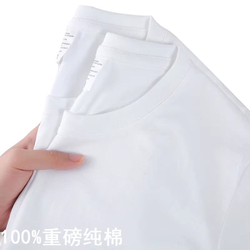 100% Cotton T-Shirt Men Women Solid Color O Neck Short-Sleeved Tops Summer Korean Loose Half-Sleeve T Shirt Unisex M-4XL