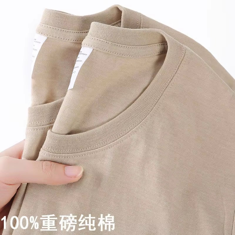 100% Cotton T-Shirt Men Women Solid Color O Neck Short-Sleeved Tops Summer Korean Loose Half-Sleeve T Shirt Unisex M-4XL